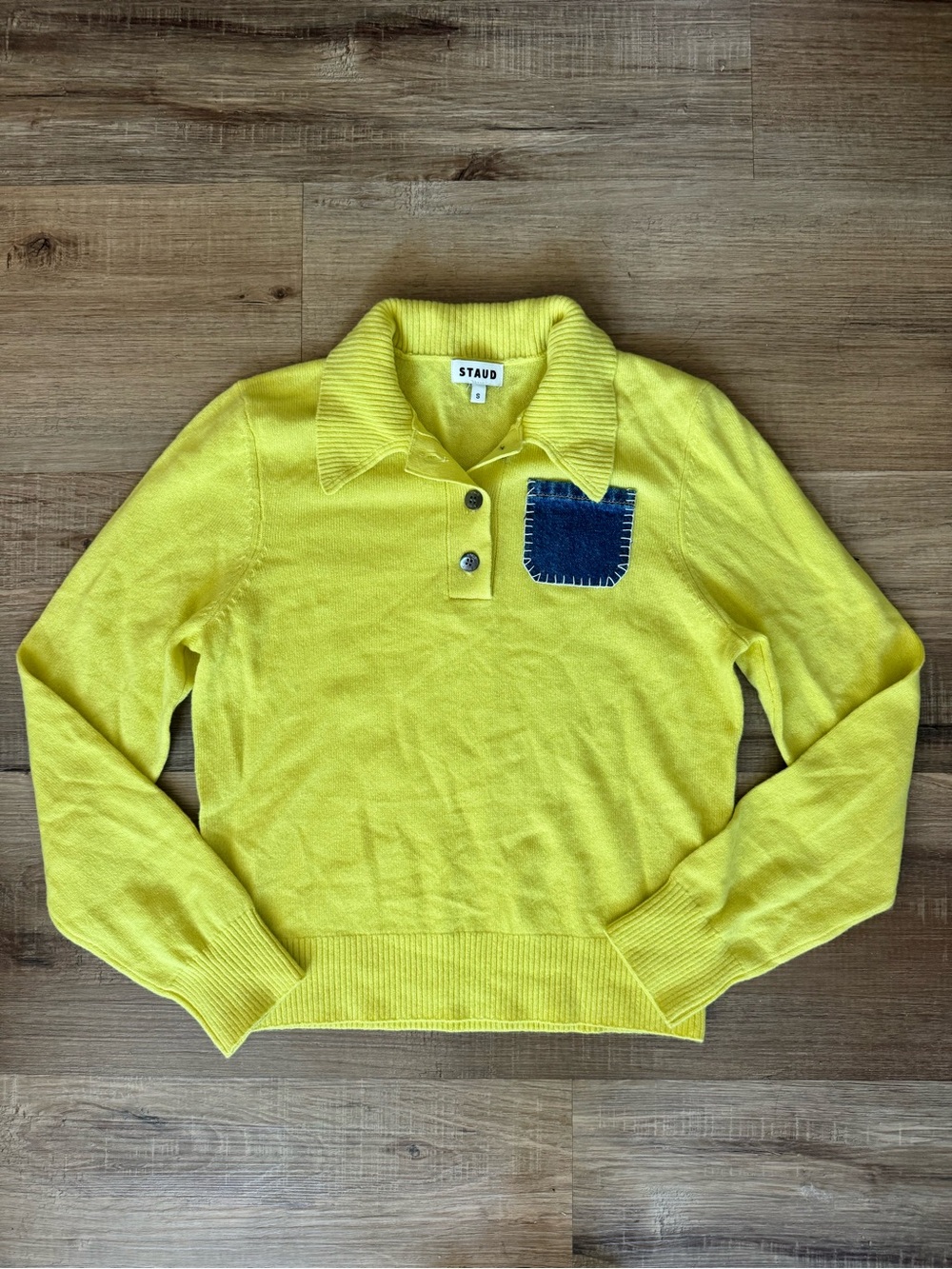STAUD Yellow Sweater Cardigan Size Small denim